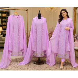 Blush Royale Organza Unstitched Suit Set