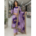 Lavender Royal Bloom Crape Unstitched Suit Set Lavender Royal Bloom Crape Unstitched Suit Set