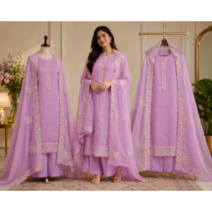 Lavender Grace Mal Cotton Unstitched Suit Set