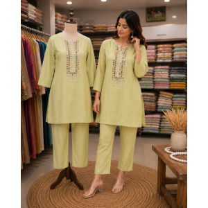 Lime Luxe Tissue Crush Stitched Co-Ord set Lime Luxe Tissue Crush Stitched Co-Ord set