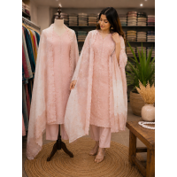 Blush Pink Mal Cotton Embroidered Unstitched Suit Set Blush Pink Mal Cotton Embroidered Unstitched Suit Set