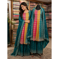Stitched Short Anarkali with Sharara Set Stitched Short Anarkali with Sharara Set