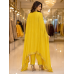 Vibrant Yellow Chinon Unstitched Luxury Boutique Suit Set with Pure Chiffon Dupatta