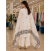 Luxury Off-White Cotton Kameez with Farshi Salwar & Black Floral Outline Embroidery Stitched Suit