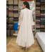 Elegant Ivory White Cotton Frock Style Stitched Suit with Zari Embroidery