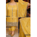 Vibrant Mustard Yellow Shimmer Unstitched Fabric Set with Real Mirror Work & Opada Silk Bottom