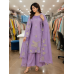 Elegant Lavender Mal Cotton Kameez with Farshi Salwar and Floral Thread Embroidery