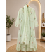 Pastal Mint Green Cotton Frock Style Stitched Suit with Delicate Floral Bootis Pastal Mint Green Cotton Frock Style Stitched Suit with Delicate Floral Bootis