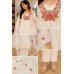 Elegant Off-White Cotton Frock Style Stitched Suit with Pink Floral Embroidery