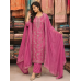 Royal Magenta Muslin Unstitched Fabric Set with Intricate Cutdana Work