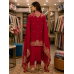 Regal Crimson Red Banarasi Stitched Kameez Pants Set with Traditional Zari Weaving & Fancy Dupatta