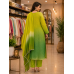 Elegant Green Ombre Tissue Crush Handcrafted Stitched Suit Set