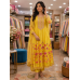 Festive Yellow Crepe Stitched Anarkali Frock Suit with Floral Print & Fancy Dupatta