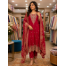 Regal Crimson Red Banarasi Stitched Kameez Pants Set with Traditional Zari Weaving & Fancy Dupatta