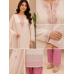 Elegant Ivory & Rose Pink Linen Unstitched Boutique Suit Set with Teal Accents