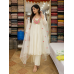 Elegant Off-White Cotton Frock Style Stitched Suit with Pink Floral Embroidery