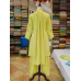 Vibrant Lime Green Cotton Frock Style Stitched Suit with Floral Hand Embroidery