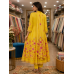 Festive Yellow Crepe Stitched Anarkali Frock Suit with Floral Print & Fancy Dupatta