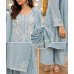 Elegant Powder Blue Mal Cotton Kameez with Farshi Salwar & White Chikankari Style Embroidery Stitched Suit