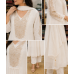 Elegant Ivory White Cotton Frock Style Stitched Suit with Zari Embroidery