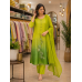 Elegant Green Ombre Tissue Crush Handcrafted Stitched Suit Set