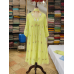 Vibrant Lime Green Cotton Frock Style Stitched Suit with Floral Hand Embroidery