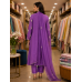 Elegant Purple Pure Fabric Stitched Kameez Pants Set with Intricate Handwork & Fancy Dupatta