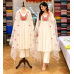 Elegant Off-White Cotton Frock Style Stitched Suit with Pink Floral Embroidery