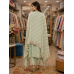 Luxury Pastel Mint Green Georgette Stitched Sharara Kameez Set with Delicate Mirror & Zari Work