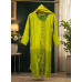 Elegant Green Ombre Tissue Crush Handcrafted Stitched Suit Set