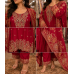 Regal Crimson Red Banarasi Stitched Kameez Pants Set with Traditional Zari Weaving & Fancy Dupatta