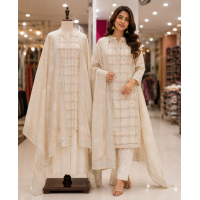 Elegant Beige Jamdani Unstitched Boutique Suit Set with Matching Jamdani Dupatta Elegant Beige Jamdani Unstitched Boutique Suit Set with Matching Jamdani Dupatta