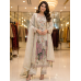 Beige Architectural Elegance Crape Unstitched Boutique Suit Set