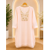 Premium Blush Pink Cotton Co-Ord Set with Heavy Embroidered Mirror & Pearl Placket Neckline