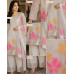 Luxury Silver Grey Shimmer Silk Unstitched Suit with Vibrant Floral Patchwork & Fancy Shimmer Dupatta