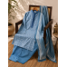 Classic Indigo Blue Geometric Cotton Unstitched Suit with Matching Cotton Printed Dupatta
