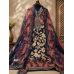 Royal Navy Blue Jam Cotton Unstitched Suit with Pure Chiffon Printed Dupatta