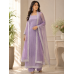 Elegant Lavender Soft Crunchy Crush Unstitched Suit with Vertical Sequin Embroidery & Fancy Crush Dupatta