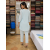 Chic Powder Blue Premium Cotton Co-Ord Set with Embroidered Mirror Work Placket