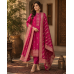 Elegant Rani Pink Tassar Silk Unstitched Suit with Heavy Banarasi Dupatta