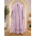 Lavender Floral Embroidered Premium Cotton Anarkali Frock Set Lavender Floral Embroidered Premium Cotton Anarkali Frock Set