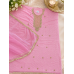 Elegant Rose Pink Organza Unstitched Boutique Suit Set with Pure Chiffon Dupatta