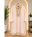 Premium Blush Pink Cotton Co-Ord Set with Heavy Embroidered Mirror & Pearl Placket Neckline