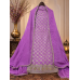 Royal Purple Chinon Unstitched Suit with Pure Chiffon Dupatta & Elegant Zari Weaving