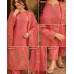 Luxurious Coral Peach Shimmer Unstitched Boutique Suit Set with Exquisite Applique Patch Work