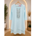 Chic Powder Blue Premium Cotton Co-Ord Set with Embroidered Mirror Work Placket