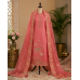 Luxurious Coral Peach Shimmer Unstitched Boutique Suit Set with Exquisite Applique Patch Work