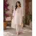 Premium Blush Pink Cotton Co-Ord Set with Heavy Embroidered Mirror & Pearl Placket Neckline