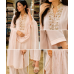 Premium Blush Pink Cotton Co-Ord Set with Heavy Embroidered Mirror & Pearl Placket Neckline