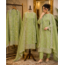 Sophisticated Mint Green Shimmer Viscose Unstitched Boutique Suit Set with Intricate Cutwork Daaman